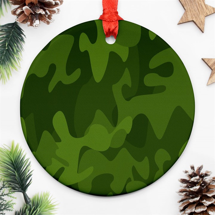 Green Camouflage, Camouflage Backgrounds, Green Fabric Round Ornament (Two Sides)