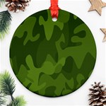 Green Camouflage, Camouflage Backgrounds, Green Fabric Ornament (Round) Front