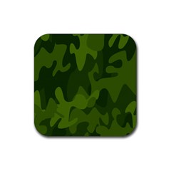 Green Camouflage, Camouflage Backgrounds, Green Fabric Rubber Coaster (square) by nateshop