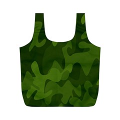 Green Camouflage, Camouflage Backgrounds, Green Fabric Full Print Recycle Bag (m) by nateshop