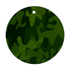 Green Camouflage, Camouflage Backgrounds, Green Fabric Round Ornament (two Sides) by nateshop