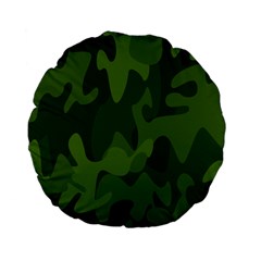 Green Camouflage, Camouflage Backgrounds, Green Fabric Standard 15  Premium Flano Round Cushions by nateshop