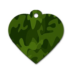 Green Camouflage, Camouflage Backgrounds, Green Fabric Dog Tag Heart (two Sides) by nateshop