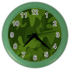 Green Camouflage, Camouflage Backgrounds, Green Fabric Color Wall Clock by nateshop