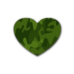 Green Camouflage, Camouflage Backgrounds, Green Fabric Rubber Heart Coaster (4 Pack) by nateshop