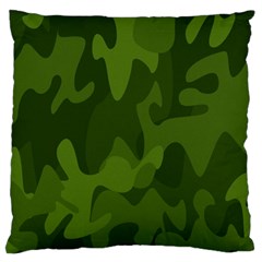 Green Camouflage, Camouflage Backgrounds, Green Fabric Large Premium Plush Fleece Cushion Case (one Side) by nateshop