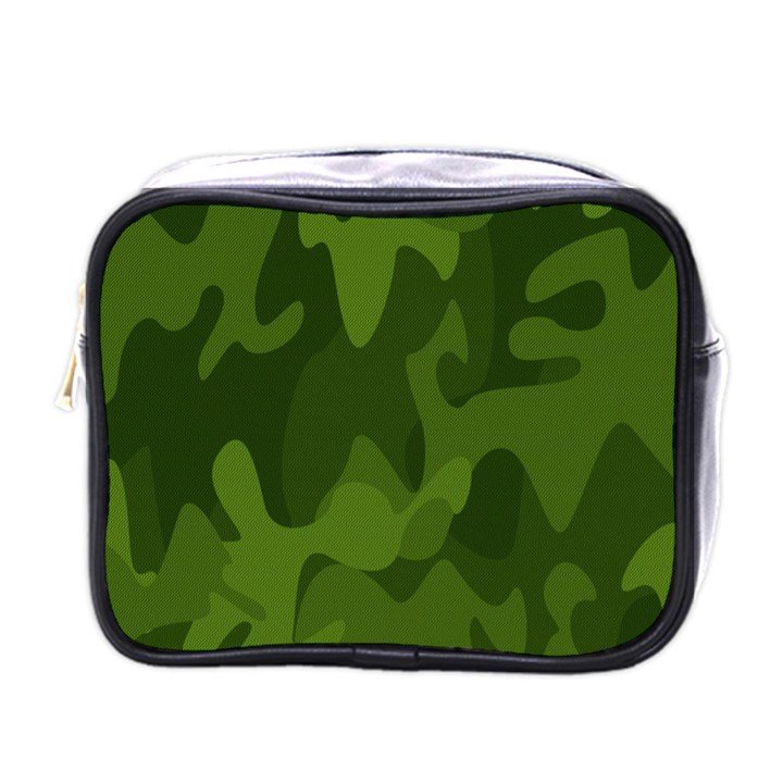 Green Camouflage, Camouflage Backgrounds, Green Fabric Mini Toiletries Bag (One Side)