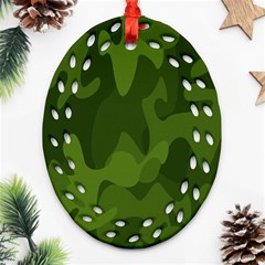 Green Camouflage, Camouflage Backgrounds, Green Fabric Oval Filigree Ornament (two Sides) by nateshop