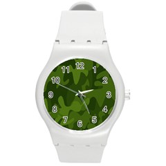 Green Camouflage, Camouflage Backgrounds, Green Fabric Round Plastic Sport Watch (m) by nateshop