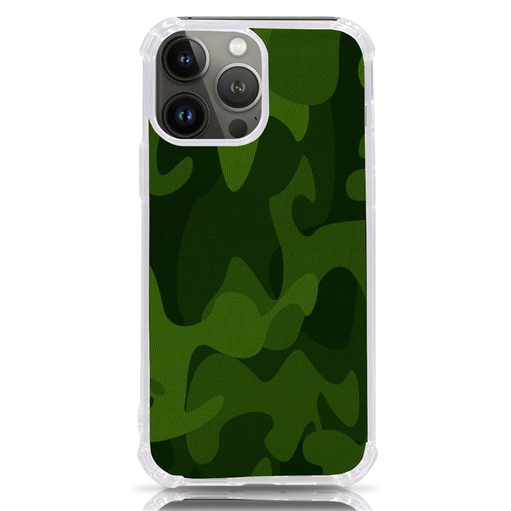 Green Camouflage, Camouflage Backgrounds, Green Fabric iPhone 13 Pro Max TPU UV Print Case