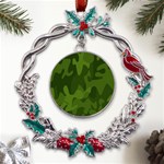 Green Camouflage, Camouflage Backgrounds, Green Fabric Metal X mas Wreath Holly leaf Ornament Front