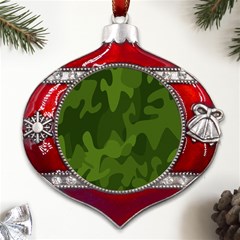 Green Camouflage, Camouflage Backgrounds, Green Fabric Metal Snowflake And Bell Red Ornament by nateshop