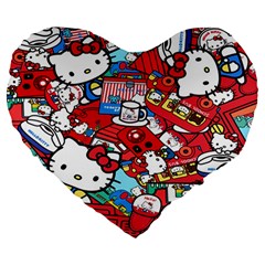 Hello-kitty-61 Large 19  Premium Heart Shape Cushions by nateshop