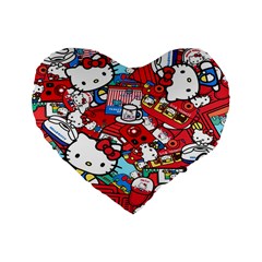 Hello-kitty-61 Standard 16  Premium Flano Heart Shape Cushions by nateshop