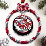 Hello-kitty-61 Metal Red Ribbon Round Ornament Front