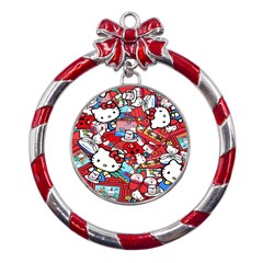 Hello-kitty-61 Metal Red Ribbon Round Ornament by nateshop