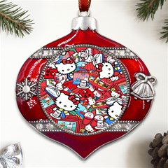 Hello-kitty-61 Metal Snowflake And Bell Red Ornament