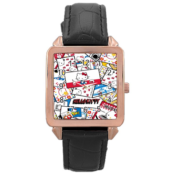 Hello-kitty-62 Rose Gold Leather Watch 