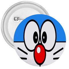 Doraemon Face, Anime, Blue, Cute, Japan 3  Buttons