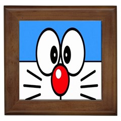 Doraemon Face, Anime, Blue, Cute, Japan Framed Tile by nateshop