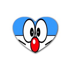 Doraemon Face, Anime, Blue, Cute, Japan Rubber Heart Coaster (4 Pack) by nateshop