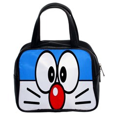 Doraemon Face, Anime, Blue, Cute, Japan Classic Handbag (two Sides) by nateshop