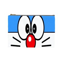 Doraemon Face, Anime, Blue, Cute, Japan Cosmetic Bag (large) by nateshop