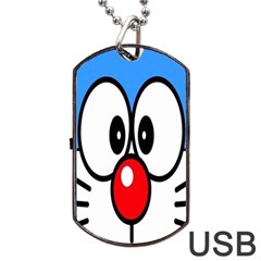 Doraemon Face, Anime, Blue, Cute, Japan Dog Tag Usb Flash (one Side)