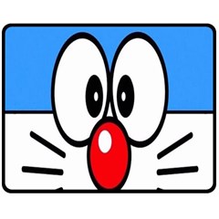 Doraemon Face, Anime, Blue, Cute, Japan Two Sides Fleece Blanket (medium) by nateshop