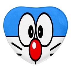 Doraemon Face, Anime, Blue, Cute, Japan Heart Glass Fridge Magnet (4 Pack)