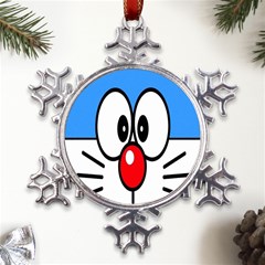 Doraemon Face, Anime, Blue, Cute, Japan Metal Large Snowflake Ornament