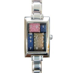 Jeans, Background, Color, Desenho, Shapes, Texture Rectangle Italian Charm Watch by nateshop