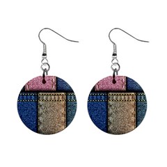 Jeans, Background, Color, Desenho, Shapes, Texture Mini Button Earrings by nateshop