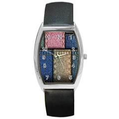 Jeans, Background, Color, Desenho, Shapes, Texture Barrel Style Metal Watch by nateshop