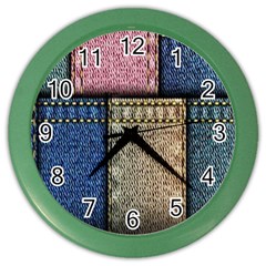 Jeans, Background, Color, Desenho, Shapes, Texture Color Wall Clock by nateshop