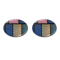 Jeans, Background, Color, Desenho, Shapes, Texture Cufflinks (oval) by nateshop