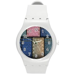 Jeans, Background, Color, Desenho, Shapes, Texture Round Plastic Sport Watch (m) by nateshop