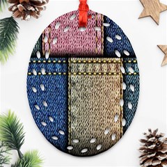 Jeans, Background, Color, Desenho, Shapes, Texture Oval Filigree Ornament (two Sides) by nateshop