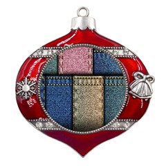 Jeans, Background, Color, Desenho, Shapes, Texture Metal Snowflake And Bell Red Ornament by nateshop