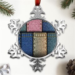 Jeans, Background, Color, Desenho, Shapes, Texture Metal Small Snowflake Ornament