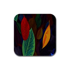 Leaves, Colorful, Desenho, Falling, Rubber Square Coaster (4 Pack) by nateshop