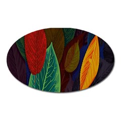 Leaves, Colorful, Desenho, Falling, Oval Magnet