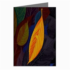 Leaves, Colorful, Desenho, Falling, Greeting Cards (pkg Of 8)