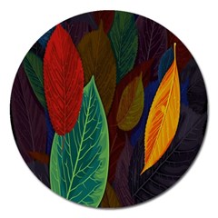 Leaves, Colorful, Desenho, Falling, Magnet 5  (round) by nateshop