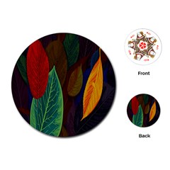 Leaves, Colorful, Desenho, Falling, Playing Cards Single Design (round)