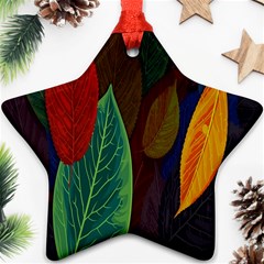 Leaves, Colorful, Desenho, Falling, Star Ornament (two Sides) by nateshop