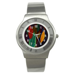 Leaves, Colorful, Desenho, Falling, Stainless Steel Watch by nateshop