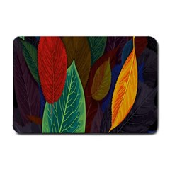 Leaves, Colorful, Desenho, Falling, Small Doormat by nateshop