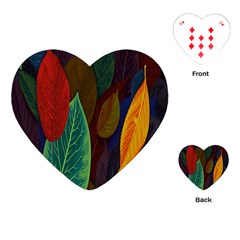 Leaves, Colorful, Desenho, Falling, Playing Cards Single Design (heart) by nateshop