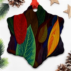 Leaves, Colorful, Desenho, Falling, Snowflake Ornament (two Sides) by nateshop